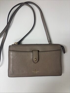 Kate Spade  Gray Taupe Leather Crossbody Wallet